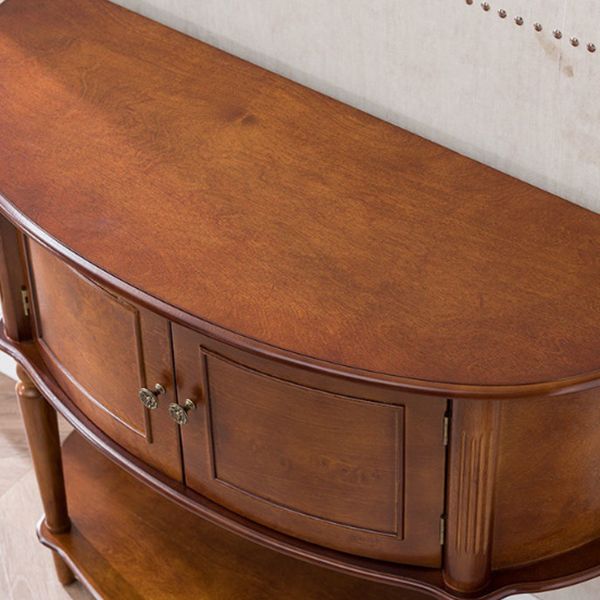 Mid-Century Modern Wooden End Table Half Moon Accent Table for Hall