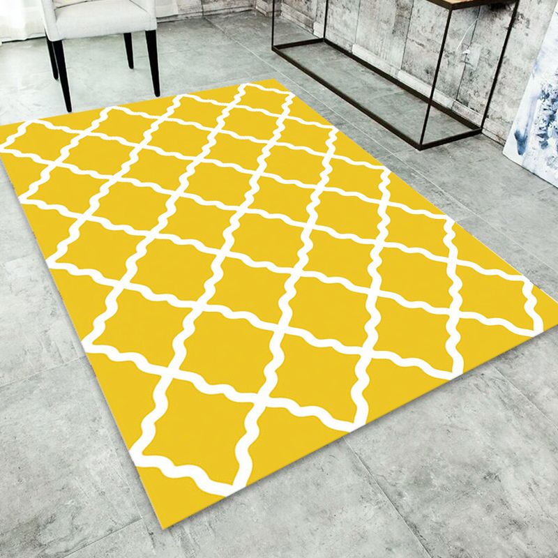 Minimalist Modern Rug Multicolor Geometric Trellis Print Carpet Anti-Slip Machine Washable Pet Friendly Rug for Room