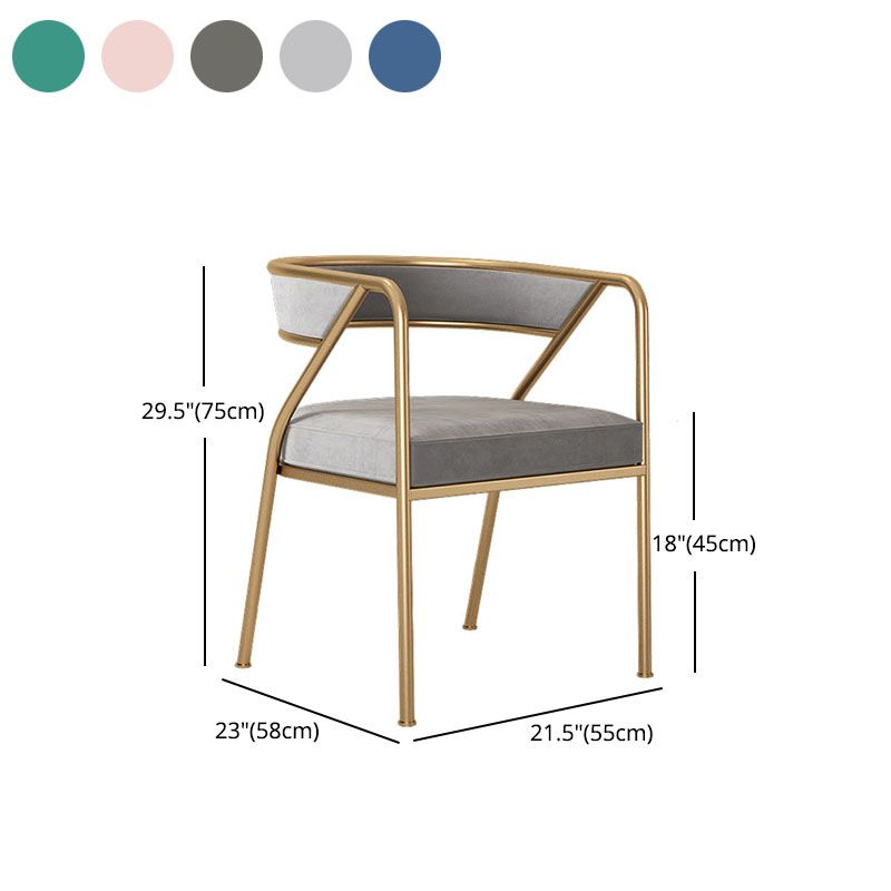 Silla de comedor con brazo de metal Glam, respaldo abierto, silla lateral para uso doméstico