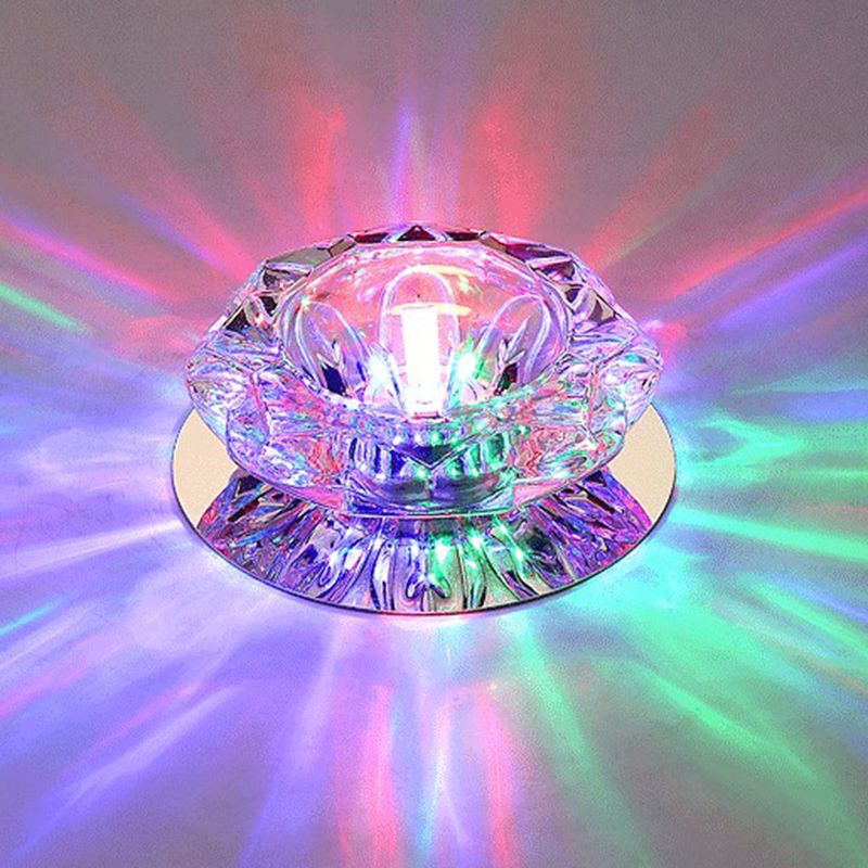 Plafonnier LED en cristal en forme de fleur, luminaire de plafond artistique transparent pour entrée