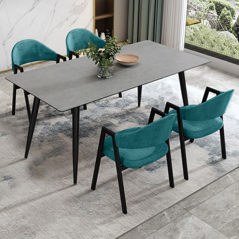 Eigentijdse stijl gesinterde stenen rechthoekige eettafel met 4 poten voor thuis