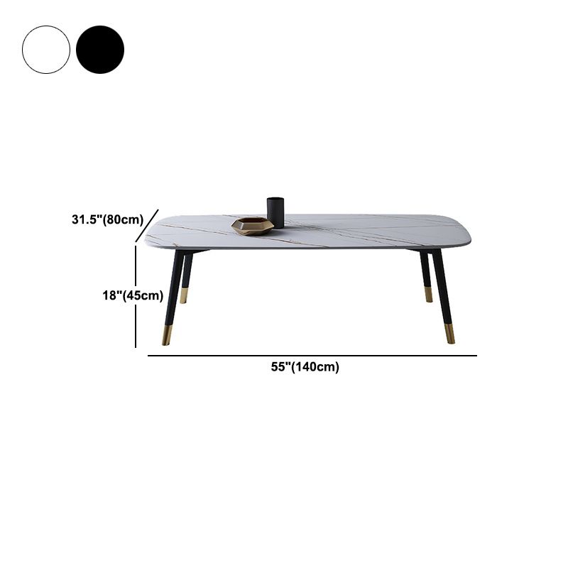 Glam Slate Coffee Table 4 Legs Rectangular Cocktail Table for Home