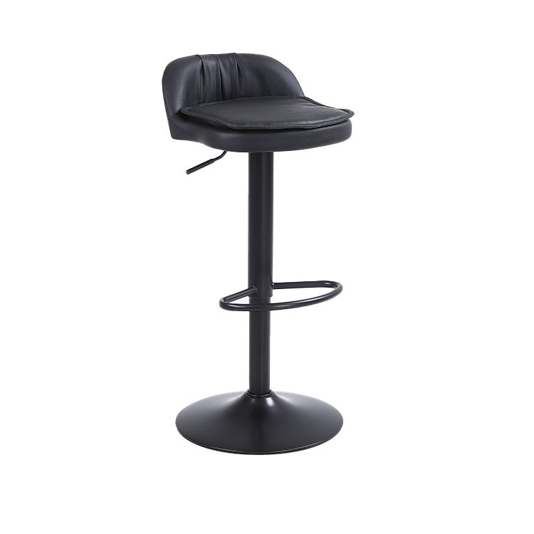 Upholstered Bar Stools Swivel Adjustable Height Patio Bar Stool with Black Base