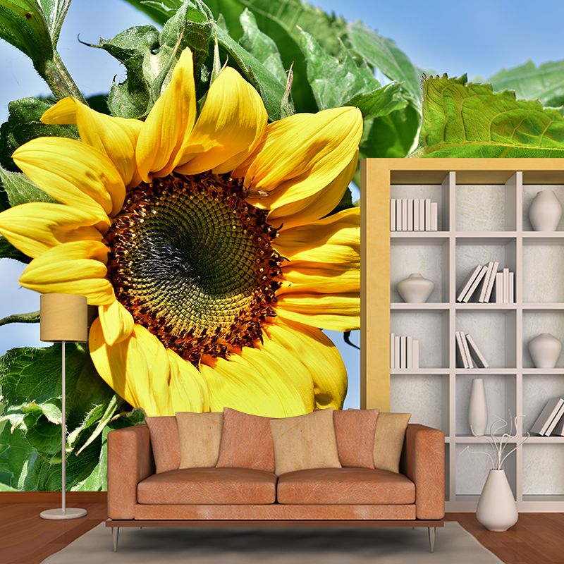 Alive Sunflower Mural Decal in Yellow Moisture Resistant, Custom Size Available