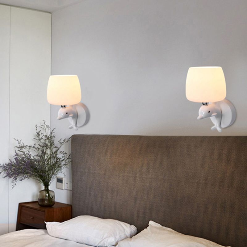 Cartoon Style Iron Wall Light Dolphin Shape Wall Lamp for Children's Room