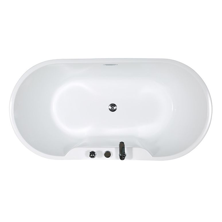 Acrylic Oval Bathtub with Faucet Soaking Freestanding Tub for Bathroom
