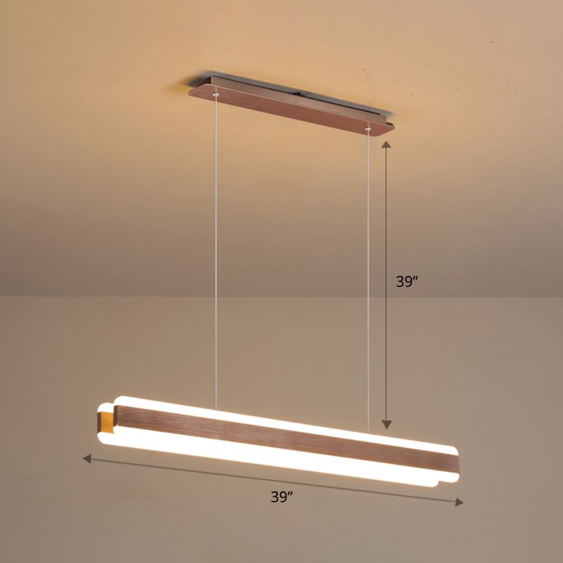 Linear Acrylic Hanging Light Fixture Minimalistic LED Island Pendant for Dining Room