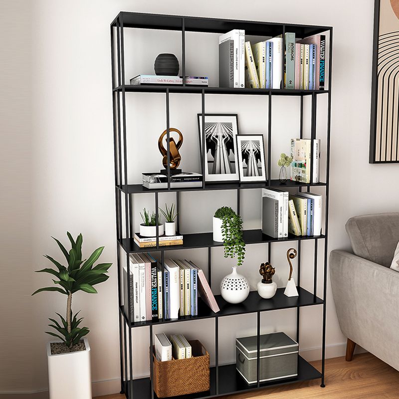 Open Metal Etagere Bookcase Modern Rectangular Shelf Bookcase