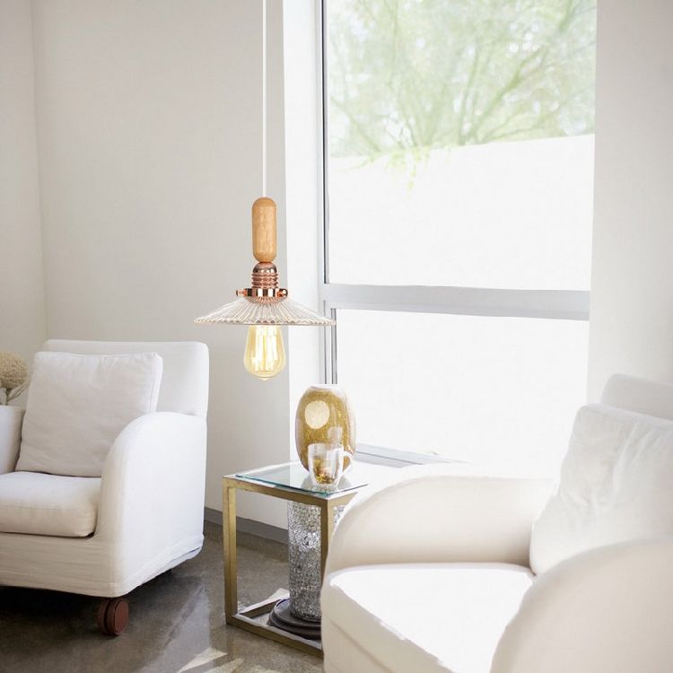 Globe/Cone/Small Bell Pendant Lighting Vintage Clear Glass 1 Licht Roségoud/Chrome hangende lamp met verstelbaar koord