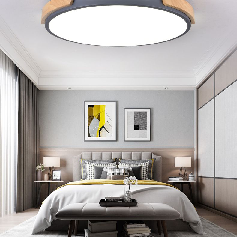 Ronde slaapkamer inbouw plafondlamp Metaal LED Nordic inbouwlamp met houtdecoratie