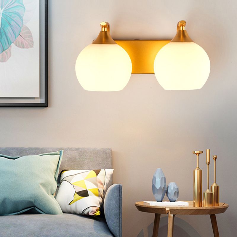 Modernism 1/2-Light Golden Vanity Light Glass Shaded Bath Bar