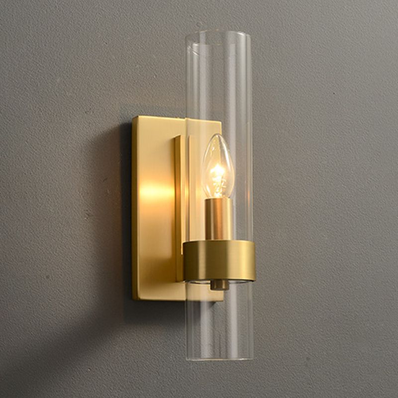Cylinder Shape Glass Wall Light Industrial Style 1 Light Wall Light Sconce