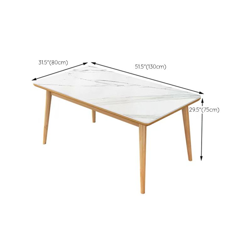 Modern Dining Table Natural Rubberwood Legs Dining Table with White Top