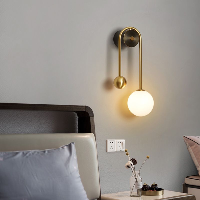 Light Luxury Style Wall Mount Light Copper Ball Shape Wall Lamp for Bedroom