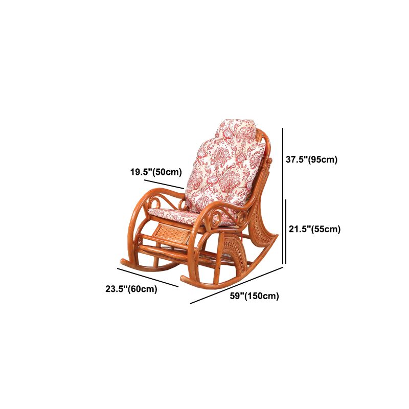 Traditional Rocking Chair Rattan Spindle Backrest Indoor Rocking Chair