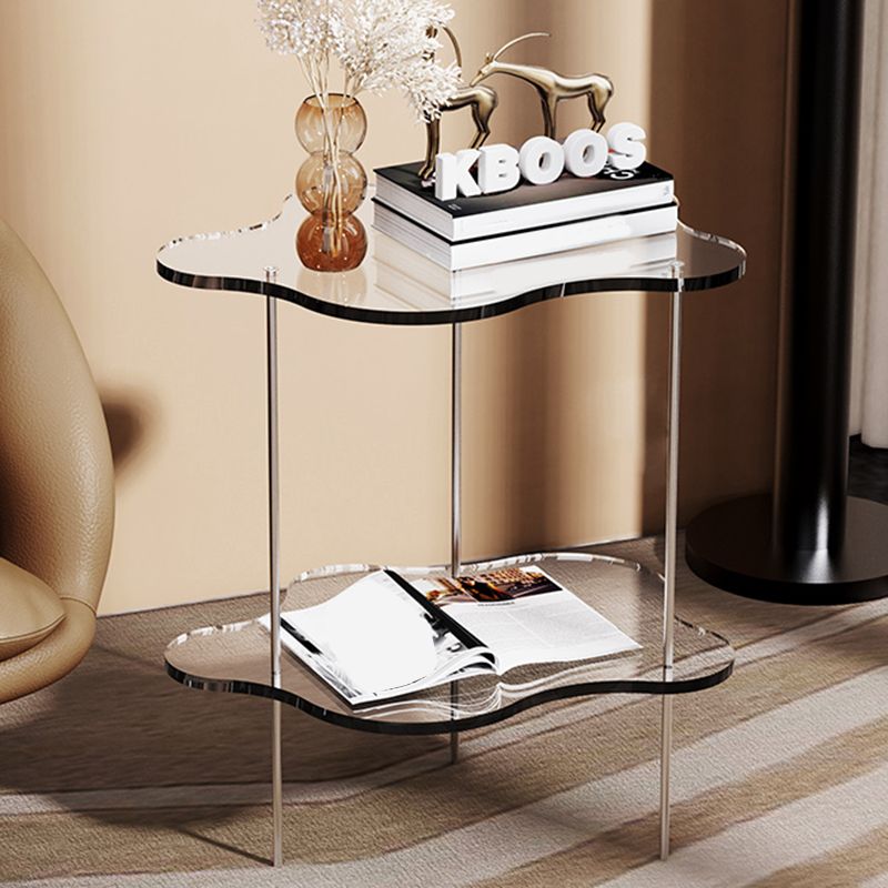 Acrylic Cloud Shaped End Table Set 18.5" Tall 2-Tier Sofa Side Accent Table
