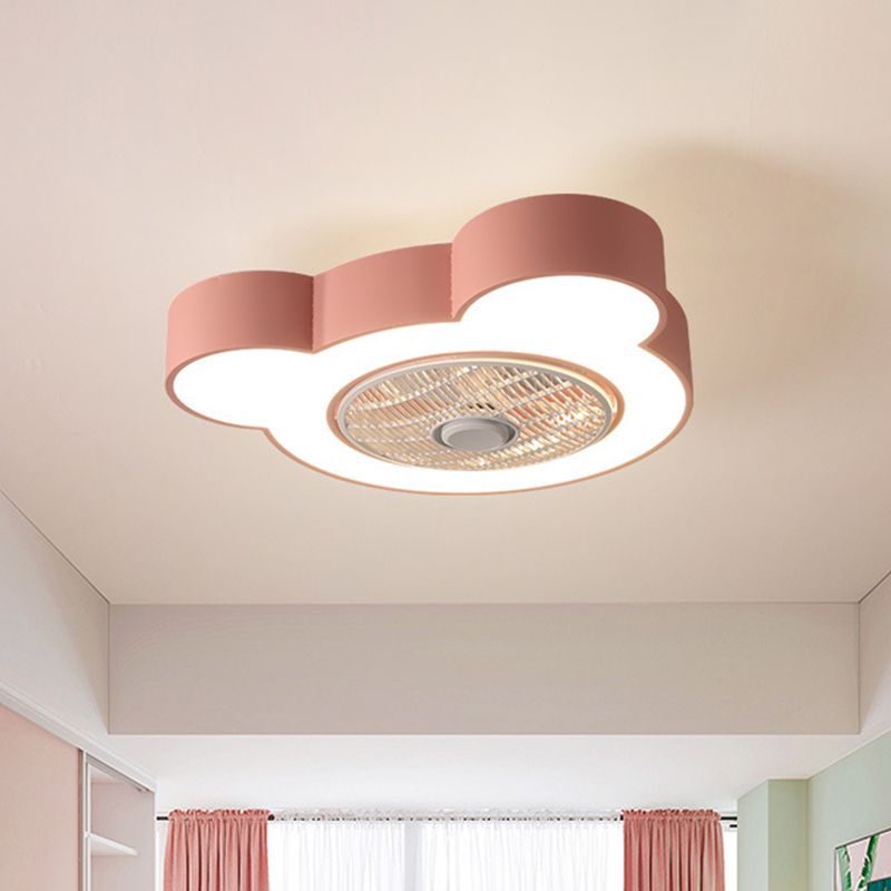 Cartoon Bear / Rabbit / Penguin Fan Lampy Acrylic Kids Room 23 "LED de large près du plafond Light en rose / gris