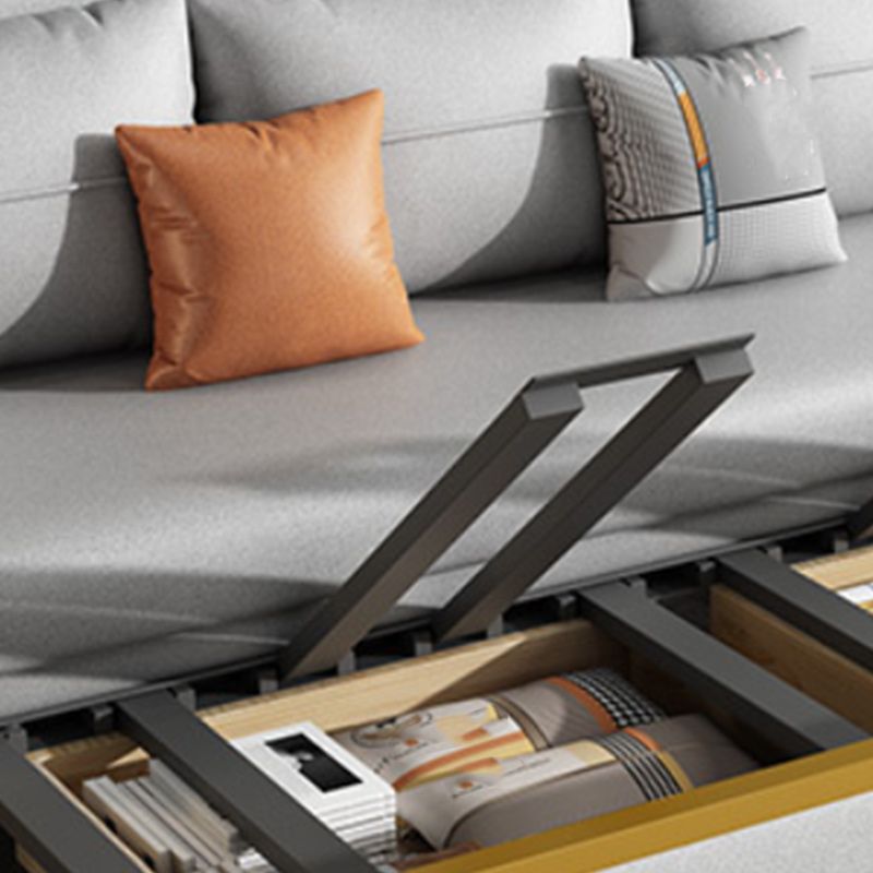 Faux Leather Armless Sofa Bed Glam Styled Gray Upholstered Sleeper