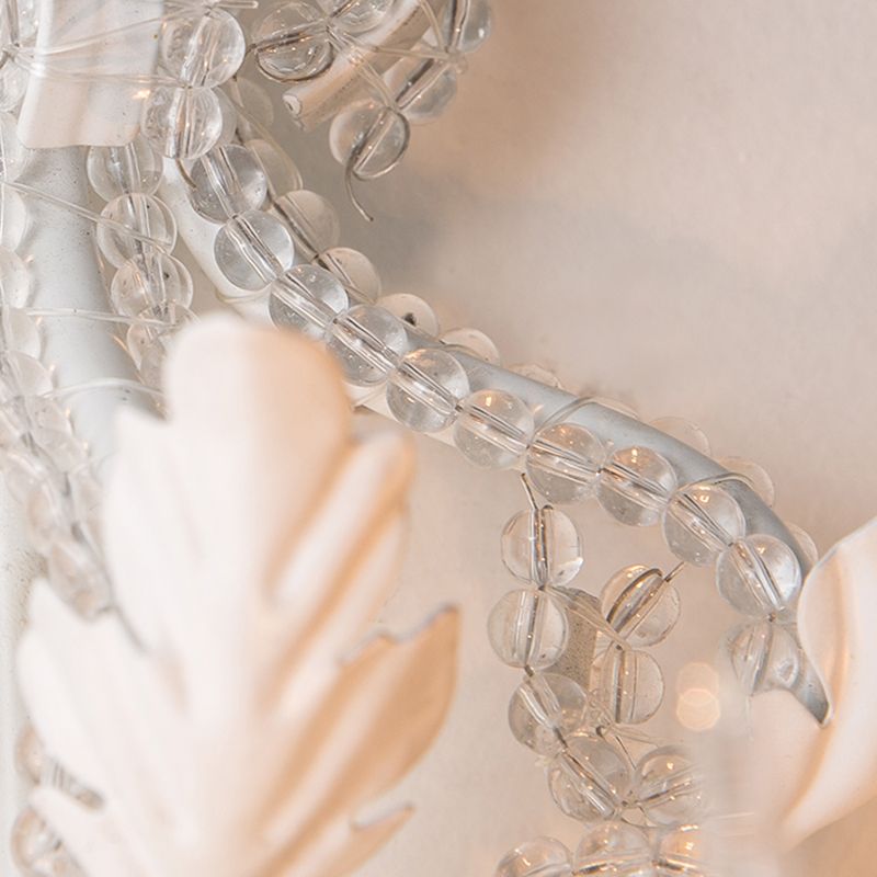 Traditional Candlestick Wall Mount Light 3 Bulbs Metallic Wall Light Fixture with Crystal Draping in White