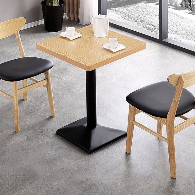 Metal Contemporary Dining Table Wood Top Table for Dining Room