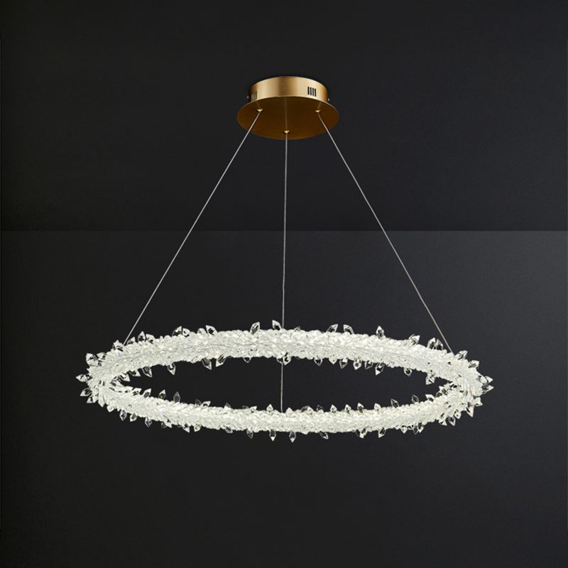 Ring Parlon Suspensie Lamp Modern Clear Crystal Spears Goud LED Kroonluchter Licht armatuur, 16 "/19,5" breed