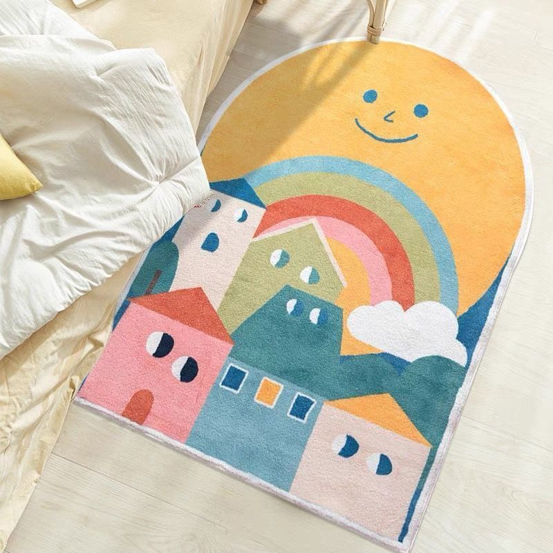 White Clouds Rug Polyester Simple Rug Non-Slip Backing Rug for Home Decoration