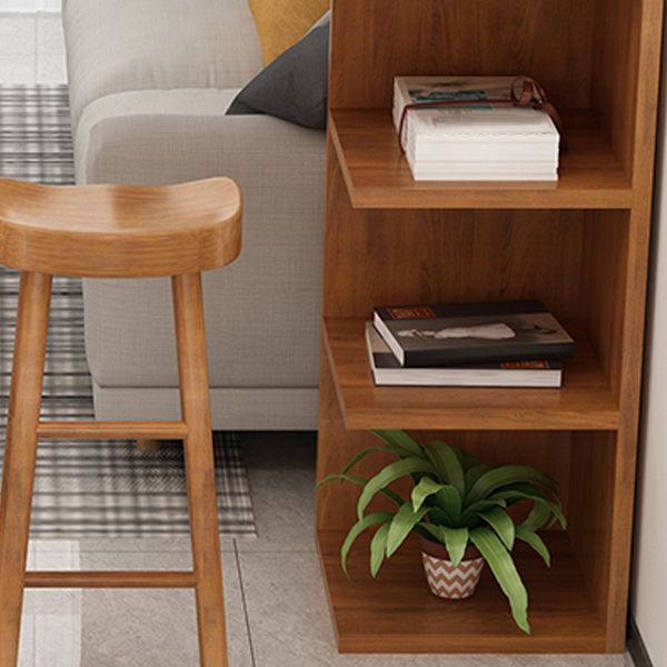 Modern Rectangle Bar Dining Table Wood Bar Height Table with Shelves in Brown