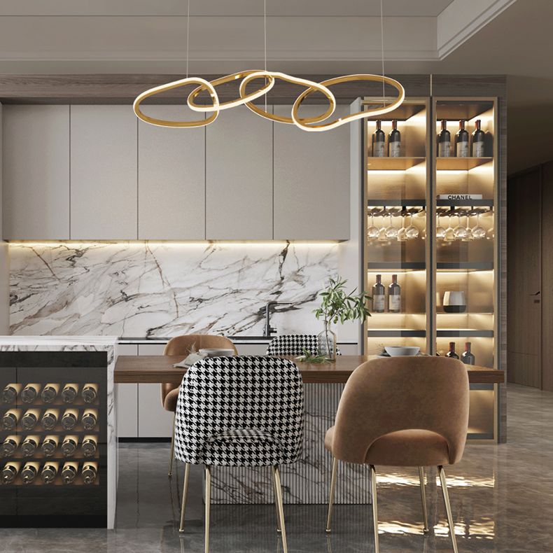 Illuminazione a sospensione lineare metallica moderna lampadario isola illuminazione