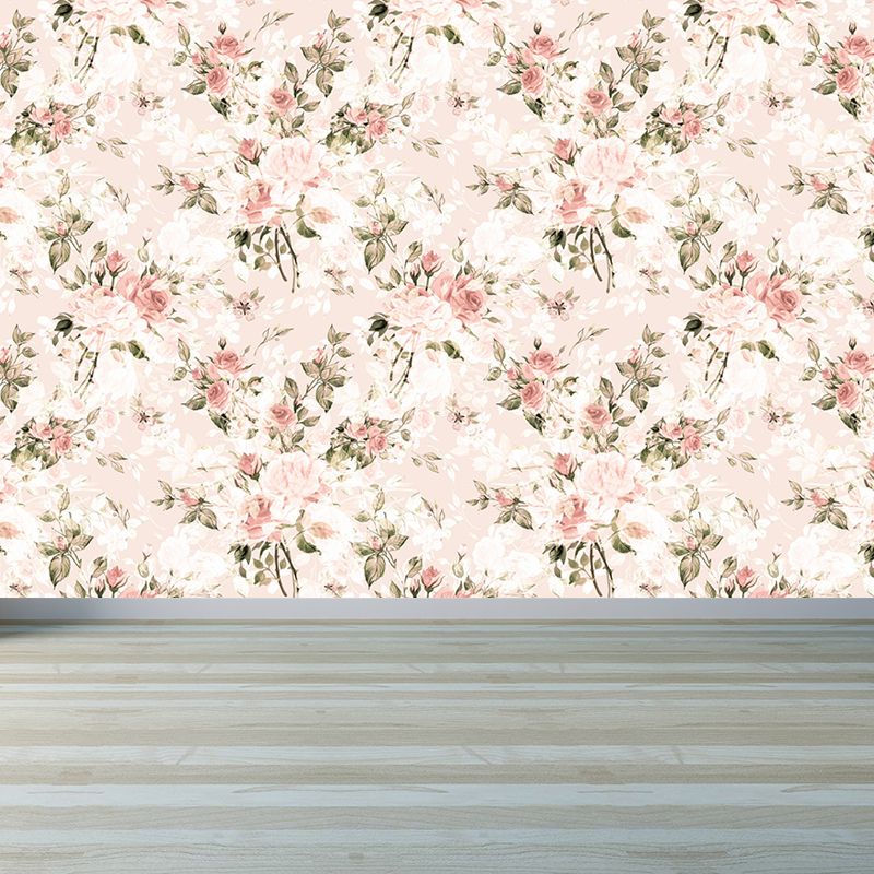Big Blossom Wallpaper Mural Contemporary Pretty Flowers Wall Covering in Pastel Color