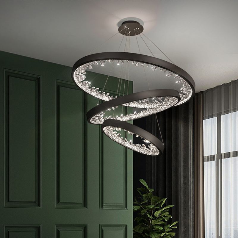 Ultra-modern Simplicity Orbicular LED Chandelier Lamp Crystal Suspension Pendant Light for Restaurant