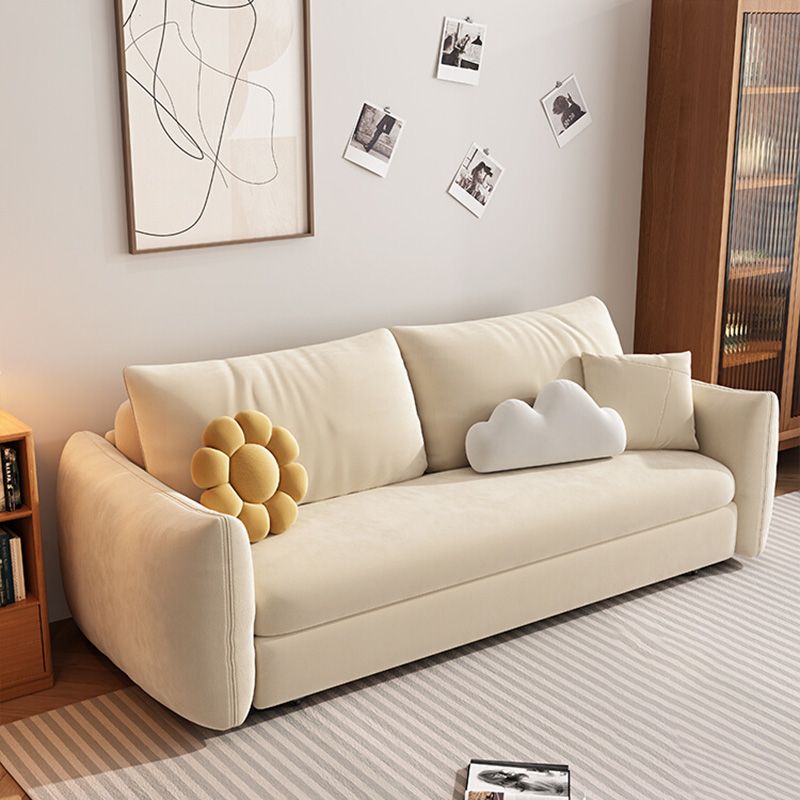 Glam Futon Sofa Bed Fabric Square Arms Futon Sleeper Sofa Bed