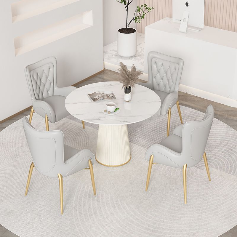 Nordic 1/4/5 Pieces Dining Set Round Stone Dining Table for Dining Room