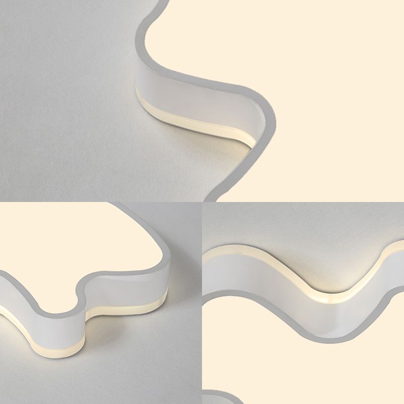 16"/19.5"/23.5" W Abstract Flush Light with Black/White Metal Shade and Acrylic Diffuser Led Contemporary Flush Mount in Warm/White