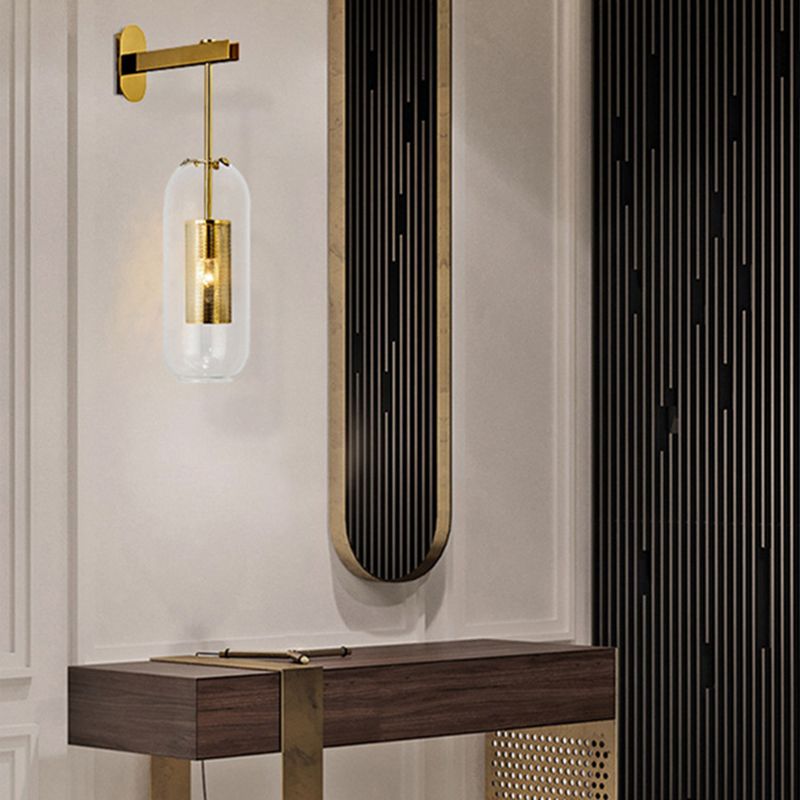 Industrial Glass Vanity Light Minimalist Wall Light Sconce for Bathroom