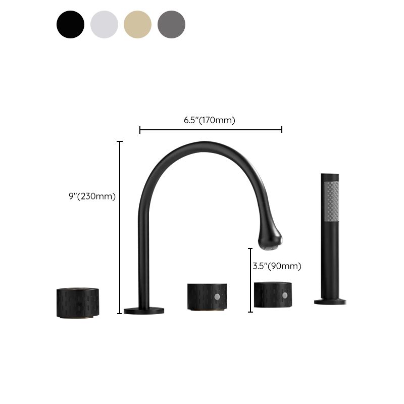 Contemporary Deck Mounted Copper Tub Faucet Low Arc Roman Tub Faucet Set