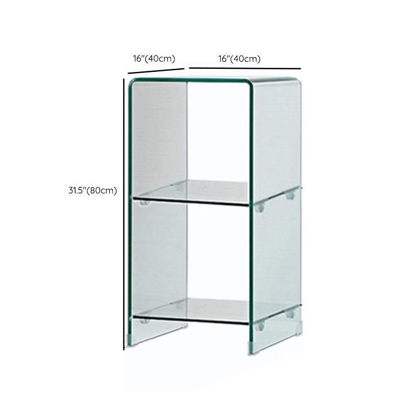 Modern Glass Square Side End Table Sled Corner Table for Living Room