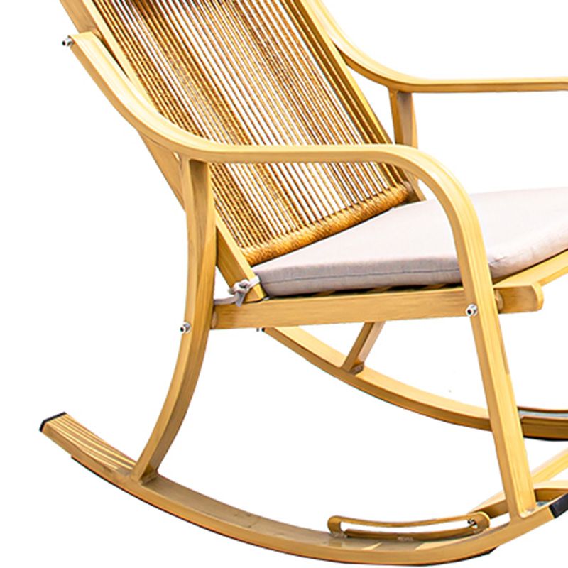 Traditional Rocking Chair Wicker Metal Frame Trapezoidal Back Indoor Rocking Chair