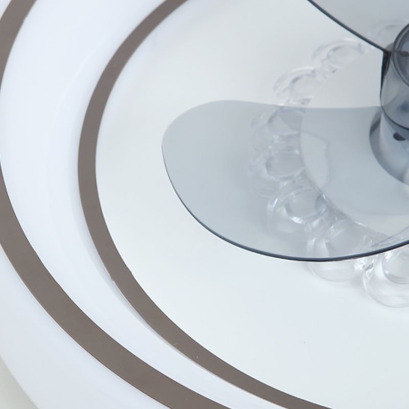 Circular Flush Mount Fan Light Fixture Simple Acrylic White LED Semi Flush Mount for Bedroom