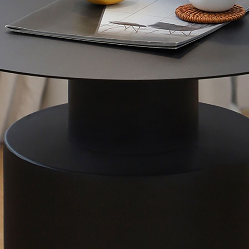 Black/White Pedestal Coffee Table Metal Round Cocktail Table