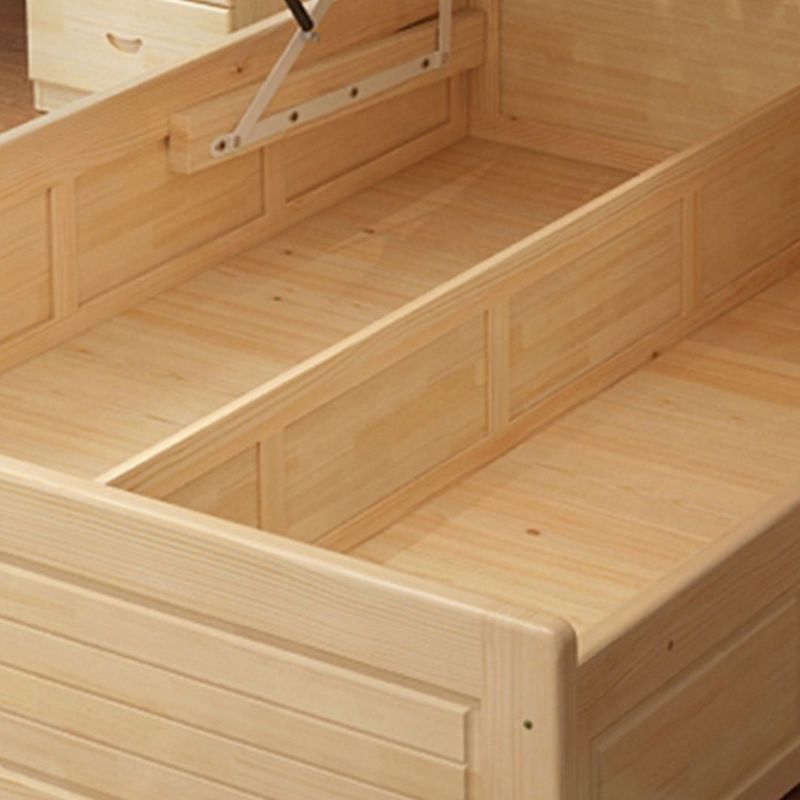 Modern Bed Frame Solid Wood Headboard Standard Bed with Storage