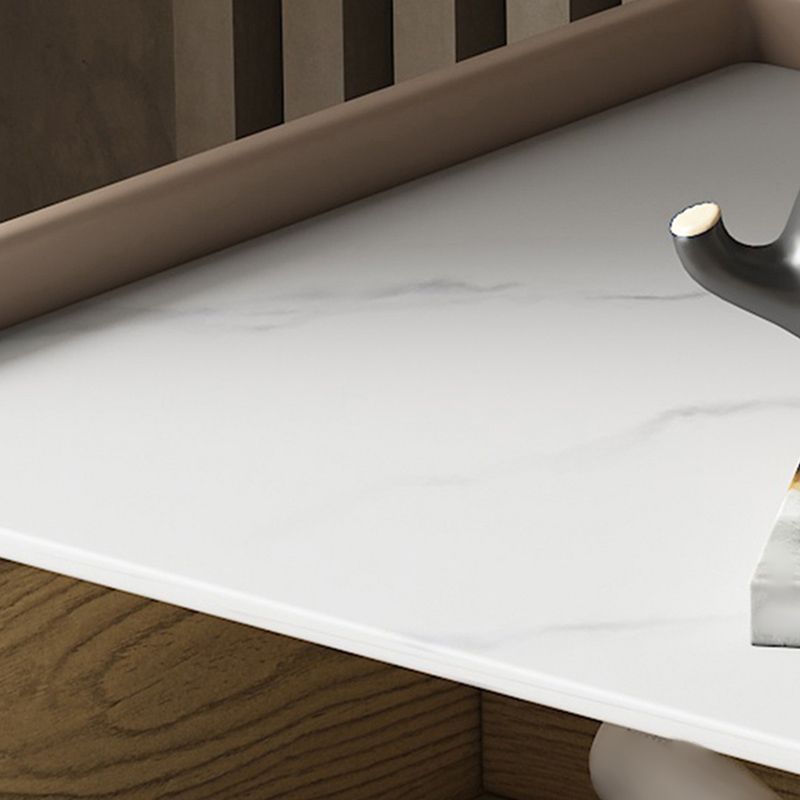 Modern Drawer Storage Accent Table Nightstand Stone Top 2-Drawer Legs Included Nightstand