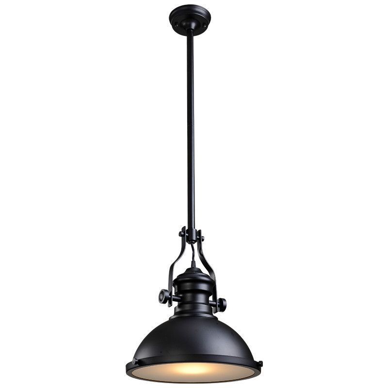 Retro Industrial Dome Shade Pendant Light Metal 1-Light Pendant Lighting With Swivel Joint in Black