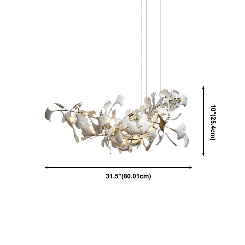 Fireworm Shape Island Lights Modern Style Ceramics Metal Chandelier Lights for Dining Room