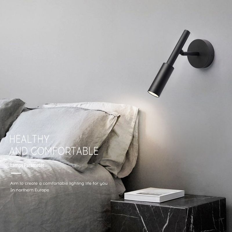Modern Simple Wall Light Cylinder Shape Wall Lamp with Iron Shade for Bedroom