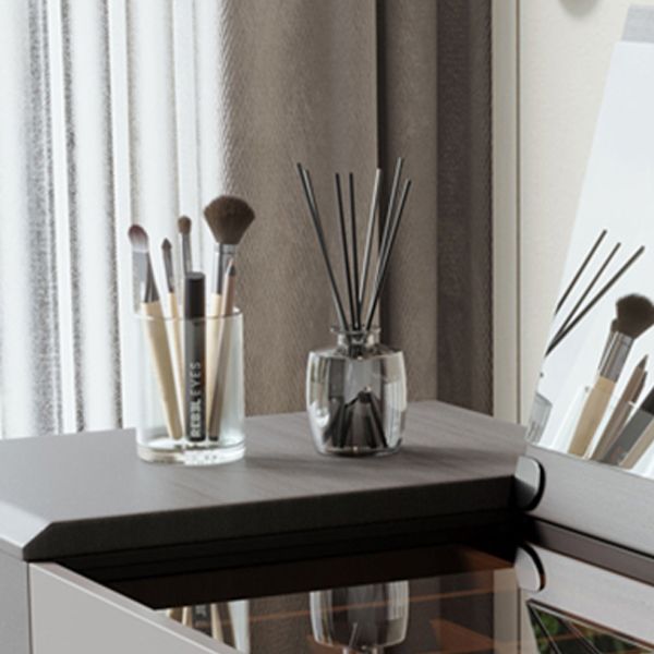 Contemporary Bedroom Makeup Vanity Desk Glass Vanity Dressing Table with Drawer