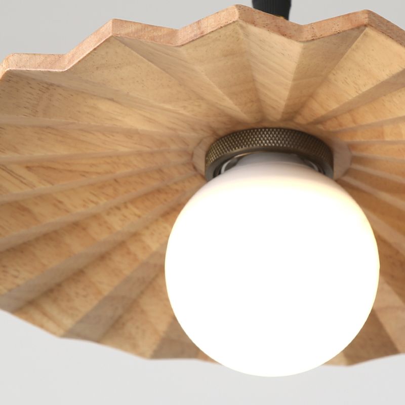 Pot Cover Shade Hanging Lighting Modern Style Solid Wood 1 Light Pendant Lamp
