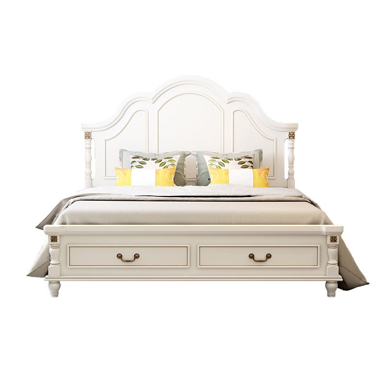 Wood Victorian Bed Frame White Camelback Headboard Panel Bed