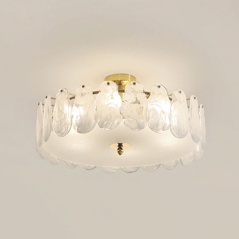Contemporary Ceiling Lamp Glass Shade Flush Mount Lighting Fixture for Bedroom