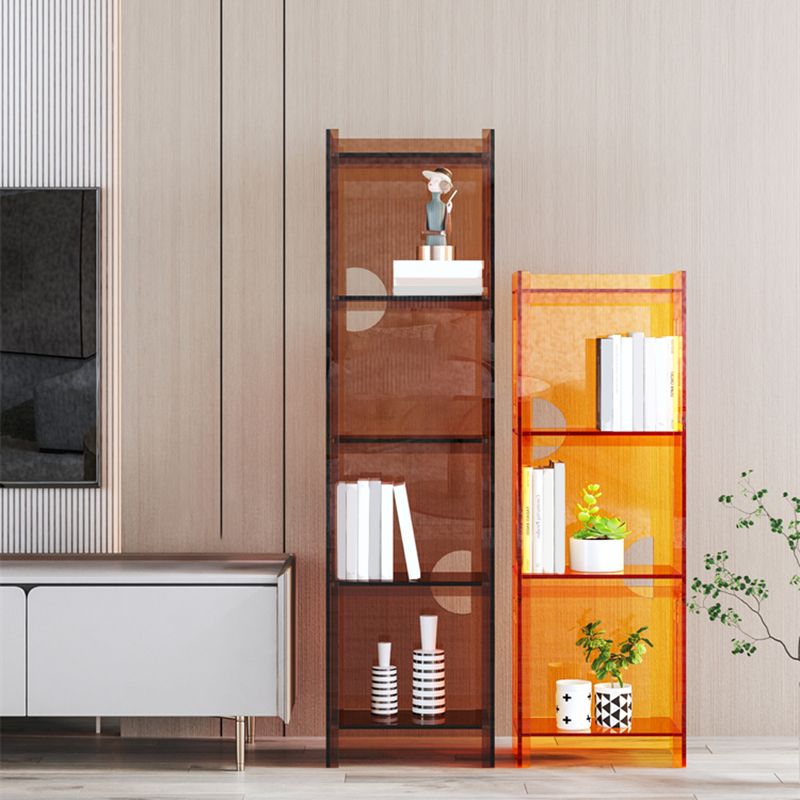 Modern Style Closed Back Bookshelf Standard Acrylic Bookcase with Rectangular Shelves