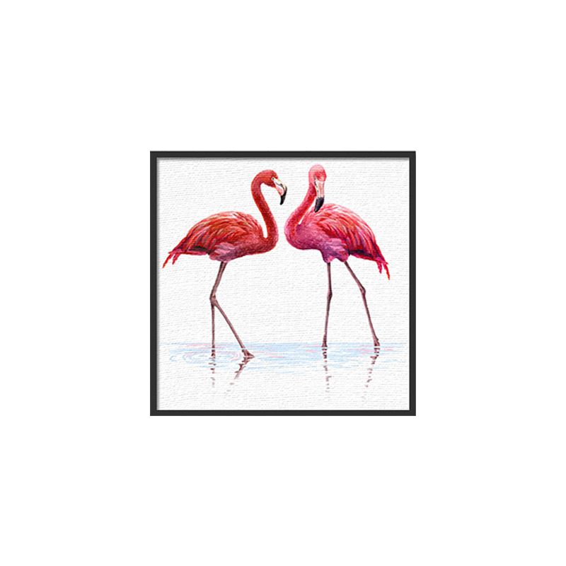 Textured Flamingo Painting Wall Art Canvas Tropical Wall Decoration for Sitting Room